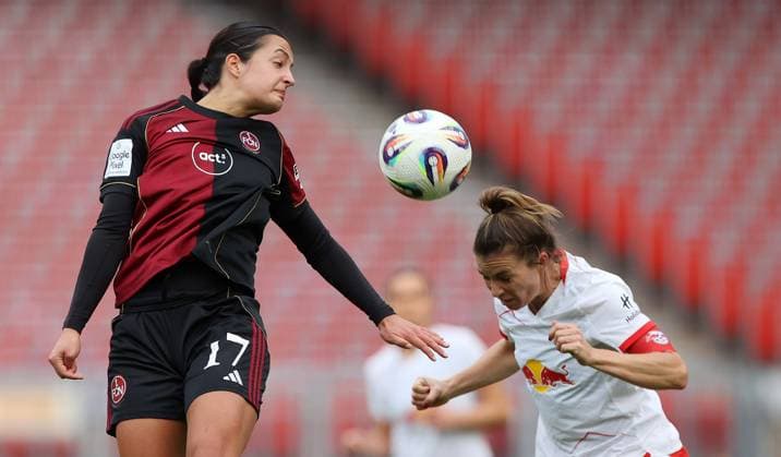 Licina Selma - Starke Sandra , 1.FC Nürnberg-RB Leipzig , Google Pixel Frauen-Bundesliga , Fußball , in den Max Morlock Stadion, in Nürnberg , Bayern, Deutschland. Oktober 05, 2025 . Photo by: Davide Elias IPA Photo Pressefoto DENL Copyright: xDavidexEliasx