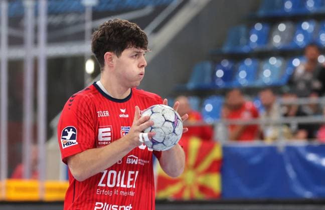 05.10.2025, Deutschland, Bietigheim, Handball 2. Bundesliga, SG BBM Bietigheim vs. Eulen Ludwigshafen, Max Prantner (BBM)