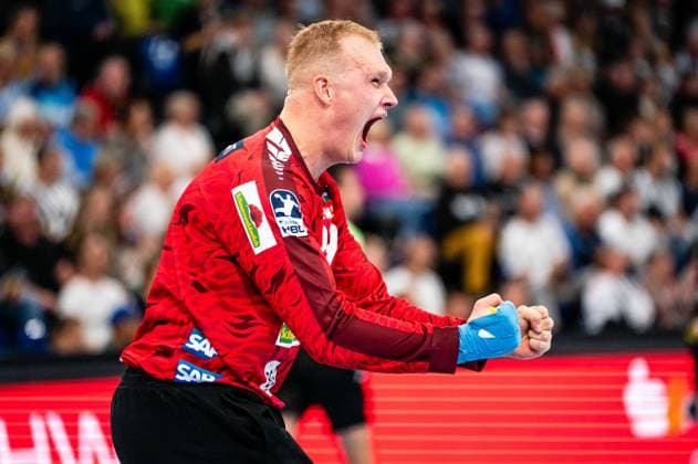 Torwart David Spaeth (Rhein-Neckar Loewen, 29) jubelt Jubel nach Parade, GER, THW Kiel vs Rhein-Neckar Loewen, Handball, Bundesliga, Spieltag 7, Saison 2025 2026, 05.10.2025 GER, THW Kiel vs Rhein-Neckar Loewen, Handball, Bundesliga, Spieltag 7, Saison 2025 2026, 05.10.2025 Kiel Copyright: xEibner-Pressefoto MaxxVincenx EP_MVN