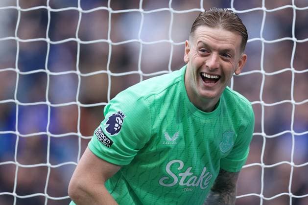 Football - Premier League - Everton v Crystal Palace 5th October 2025 - Premier League - Everton v Crystal Palace - Everton goalkeeper Jordan Pickford laughs and smiles - Photo: Simon Stacpoole Offside. Liverpool UK Copyright: xSimonxStacpoolexOffside