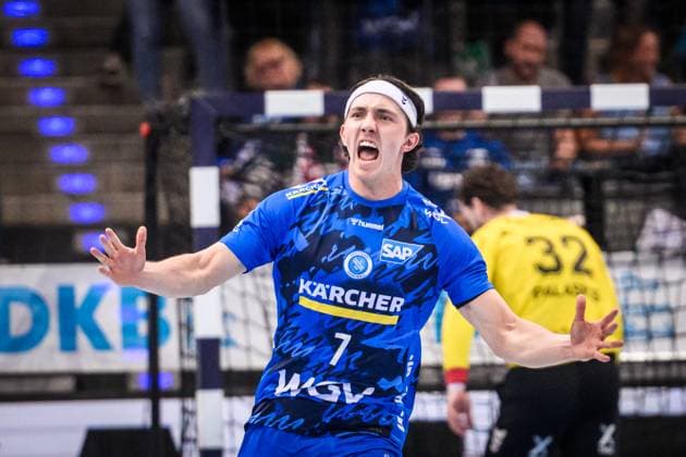 Kasper Thorsen Lien (TVB Stuttgart, 07) - Jubel, Jubelschrei, Freude GER, TVB 1898 Stuttgart - MT Melsungen, DAIKIN HBL, Handball, Bundesliga, 7. Spieltag, Spielzeit 2025 2026, 05.10.2025 GER, TVB 1898 Stuttgart - Frisch Auf! Goeppingen, DAIKIN HBL, Handball, Bundesliga, 7. Spieltag, Spielzeit 2025 2026, 05.10.2025 Stuttgart Copyright: xSandyxDinkelackerx EP_SDR