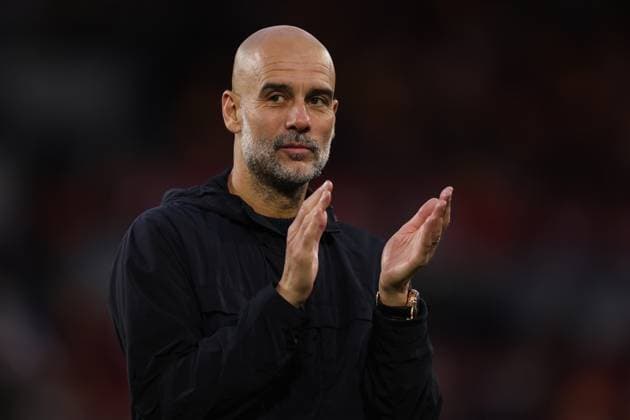 London, England, 5th October 2025. Josep Guardiola, Manager of Manchester City applauds the fans after the Brentford vs Manchester City Premier League match at Gtech Community Stadium, London. Picture credit should read: Paul Terry Sportimage EDITORIAL USE ONLY. No use with unauthorised audio, video, data, fixture lists, club league logos or live services. Online in-match use limited to 120 images, no video emulation. No use in betting, games or single club league player publications. SPI_031_PT_Brentford_Man_City SPI-4202-0031