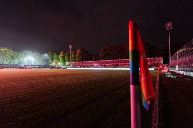 05.10.25, Frauen, Fussball, 1.BL, Saison 2025 2026, 1. FC Köln - Bayer 04 Leverkusen, 5. Spieltag Flutlichtausfall führt zu Spielunterbrechnung im Franz Kremer Stadion, Totale Köln Franz-Kremer-Stadion NRW Deutschland