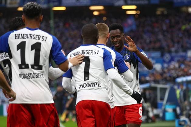 05.10.2025, xtgx, Fussball 1. Bundesliga, Hamburger SV - 1. FSV Mainz 05 emspor, v.l. Albert Sambi Lokonga (HSV, 6) Jubel, Torjubel, jubelt ueber das Tor, celebrate the goal, celebration (DFL DFB REGULATIONS PROHIBIT ANY USE OF PHOTOGRAPHS as IMAGE SEQUENCES and or QUASI-VIDEO) Hamburg