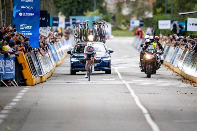 Tadej POGAÄaAR: UEC Road cycling, Rad, Radsport, Strasse European Championships - Ardeche 2025 Tadej POGAÄaAR ( SLO ) Slovenia Querformat - quer - horizontal - Landscape - Event Veranstaltung: UEC Road Cycling European Championships 2025 Ardeche - Category Kategorie: Cycling - Road Cycling European Championships - Road Race Elite Men - Location Ort: Europe France - Valence - Discipline: Road Race ( RR ) - Distance: 202,5 km - Date Datum: 05.10.2025 Sunday Day 5 -