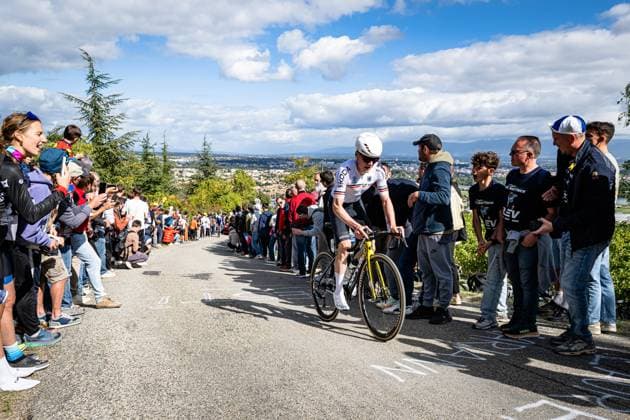 Anton SCHIFFER: UEC Road cycling, Rad, Radsport, Strasse European Championships - Ardeche 2025 Anton SCHIFFER ( GER ) Germany Querformat - quer - horizontal - Landscape - Event Veranstaltung: UEC Road Cycling European Championships 2025 Ardeche - Category Kategorie: Cycling - Road Cycling European Championships - Road Race Elite Men - Location Ort: Europe France - Valence - Discipline: Road Race ( RR ) - Distance: 202,5 km - Date Datum: 05.10.2025 Sunday Day 5 -
