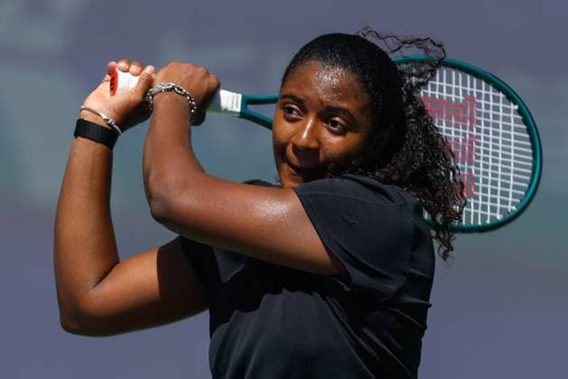 WUHAN, CHINA - OCTOBER 06: Hailey Baptiste of the United States returns a shot in the Women s Singles Round of 64 match against Ashlyn Krueger of the United States on day 3 of 2025 Wuhan Open at Optics Valley International Tennis Center on October 6, 2025 in Wuhan, Hubei Province of China.  Copyright: xVCGx 111595385761