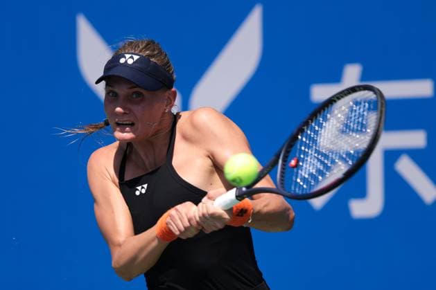 WUHAN, CHINA - OCTOBER 06: Dayana Yastremska of Ukraine returns a shot in the Women s Singles Round of 64 match against Laura Siegemund of Germany on day 3 of 2025 Wuhan Open at Optics Valley International Tennis Center on October 6, 2025 in Wuhan, Hubei Province of China.  Copyright: xVCGx 111595396568