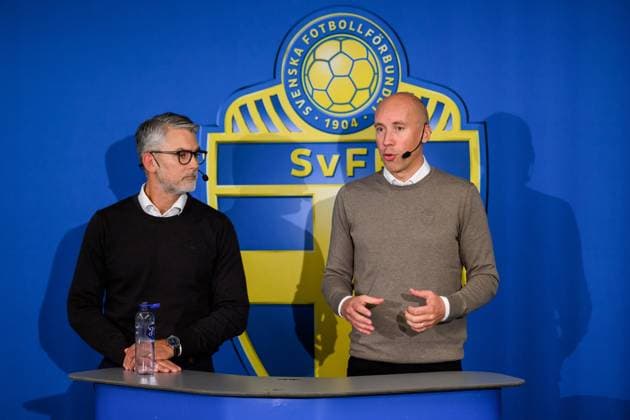 Fußball, Schwedens Fußballverband SvFF präsentiert Generalsekretär Niclas Carlen 251006 Niclas CarlnÃ n, blivande Generalsekreterare, och Simon Aström, Ordförande, för Svenska Fotbollförbundet, under en pressträff den 6 oktober 2025 i Stockholm. Copyright: JESPERxZERMAN BB251006JZ015