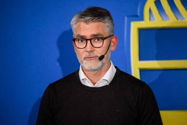 Fußball, Schwedens Fußballverband SvFF präsentiert Generalsekretär Niclas Carlen 251006 Niclas CarlnÃ n, blivande Generalsekreterare för Svenska Fotbollförbundet, under en pressträff den 6 oktober 2025 i Stockholm. Copyright: JESPERxZERMAN BB251006JZ016