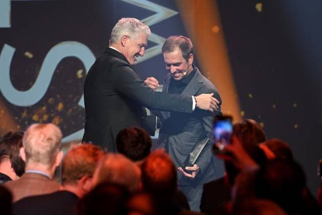 Preistraeger Bastian SCHWEINSTEIGER und Laudator Philipp LAHM, HALL OF FAME-Preisverleihung 2025 am 06.10.2025 im Deutschen Fussball-Museum in Dortmund Deutschland. Â