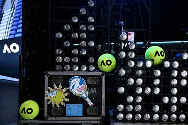 AUSTRALIAN OPEN TENNIS LAUNCH, AO signage and tennis balls during the launch of the 2026 Australian Open tennis tournament, in Melbourne, Tuesday, October 7, 2025. ( NO ARCHIVING MELBOURNE VICTORIA AUSTRALIA  Copyright: xJOELxCARRETTx 20251007147285463421