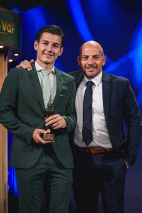Fussball Österreich - Das Fest Der SpielerInnen, 29. Bruno Gala im Globe Wien Marx-Halle (Wien, Österreich): Mark Grosse (SV Ried, Sieger Kategorie Spieler der 2. Liga) Copyright: xLukasxBierederx