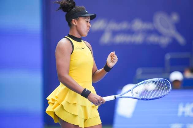 WUHAN, CHINA - OCTOBER 07: Naomi Osaka of Japan reacts in the Women s Singles Round of 64 match against Leylah Fernandez of Canada on day 4 of 2025 Wuhan Open at Optics Valley International Tennis Center on October 7, 2025 in Wuhan, Hubei Province of China.  Copyright: xVCGx 111595619494