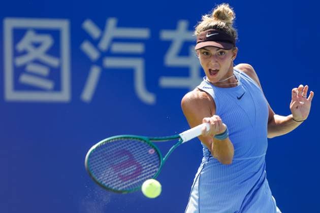 WUHAN, CHINA - OCTOBER 07: Jaqueline Cristian of Romania returns a shot in the Women s Singles Round of 64 match against McCartney Kessler of the United States on day 4 of 2025 Wuhan Open at Optics Valley International Tennis Center on October 7, 2025 in Wuhan, Hubei Province of China.  Copyright: xVCGx 111595621799