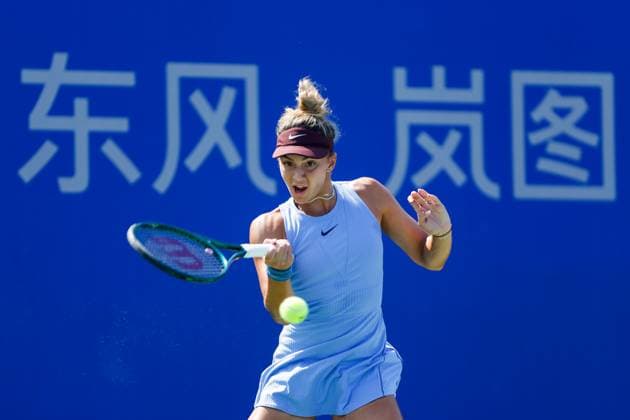 WUHAN, CHINA - OCTOBER 07: Jaqueline Cristian of Romania returns a shot in the Women s Singles Round of 64 match against McCartney Kessler of the United States on day 4 of 2025 Wuhan Open at Optics Valley International Tennis Center on October 7, 2025 in Wuhan, Hubei Province of China.  Copyright: xVCGx 111595621774