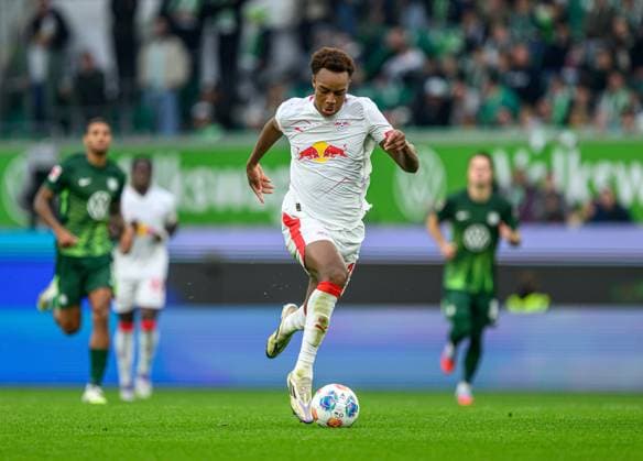 Leipzigs Assan Ouedraogo. Fussball 1. Bundesliga, 5. Spieltag: VFL Wolfsburg - RB Leipzig 0-1. 27. September 2025: Wolfsburg, Volkswagen Arena. VFL Wolfsburg - RB Leipzig 0-1