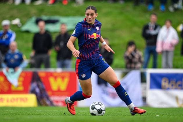 Leipzigs Giovanna Hoffmann Fussball DFB-Pokal Frauen, SG 99 Andernach - RB Leipzig Frauen 0-7. 28. September 2025, Stadion Andernach, Andernach. SG 99 Andernach - RB Leipzig Frauen 0-7