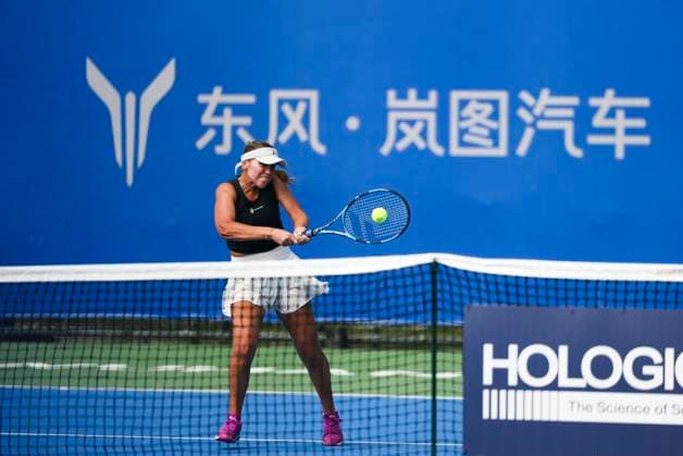 WUHAN, CHINA - OCTOBER 07: Sofia Kenin of the United States returns a shot in the Women s Singles Round of 64 match against Anastasia Zakharova on day 4 of 2025 Wuhan Open at Optics Valley International Tennis Center on October 7, 2025 in Wuhan, Hubei Province of China.  Copyright: xVCGx 111595620885