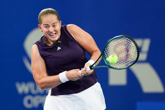 WUHAN, CHINA - OCTOBER 07: Jelena Ostapenko of Latvia returns a shot in the Women s Singles Round of 64 match against Sorana Cirstea of Romania on day 4 of 2025 Wuhan Open at Optics Valley International Tennis Center on October 7, 2025 in Wuhan, Hubei Province of China.  Copyright: xVCGx 111595690374