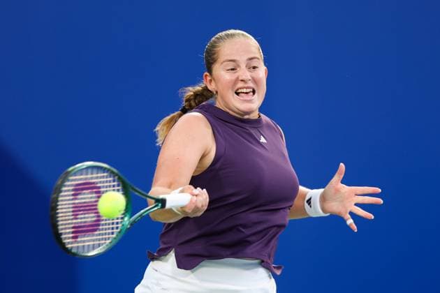 WUHAN, CHINA - OCTOBER 07: Jelena Ostapenko of Latvia returns a shot in the Women s Singles Round of 64 match against Sorana Cirstea of Romania on day 4 of 2025 Wuhan Open at Optics Valley International Tennis Center on October 7, 2025 in Wuhan, Hubei Province of China.  Copyright: xVCGx 111595690360
