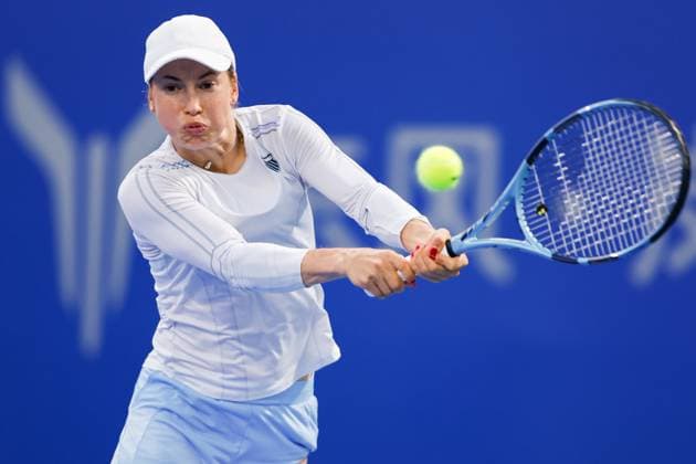 WUHAN, CHINA - OCTOBER 07: Yulia Putintseva of Kazakhstan returns a shot in the Women s Singles Round of 64 match against Linda Noskova of Czech Republic on day 4 of 2025 Wuhan Open at Optics Valley International Tennis Center on October 7, 2025 in Wuhan, Hubei Province of China.  Copyright: xVCGx 111595701786