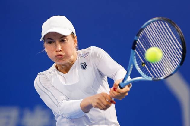 WUHAN, CHINA - OCTOBER 07: Yulia Putintseva of Kazakhstan returns a shot in the Women s Singles Round of 64 match against Linda Noskova of Czech Republic on day 4 of 2025 Wuhan Open at Optics Valley International Tennis Center on October 7, 2025 in Wuhan, Hubei Province of China.  Copyright: xVCGx 111595701788