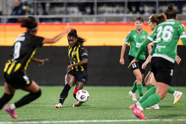 251007 Monica Jusu Bah of Häcken during the Uefa Women s Europa Cup football match between Häcken and Katowice on October 7, 2025 in Gothenburg. Photo: Daniel Stiller BILDBYRAN kod DS DS0515 fotboll football soccer fotball europa cup häcken katowice uefa womenÂ s europa cup dam bbeng Copyright: DANIELxSTILLER BB251007DS022