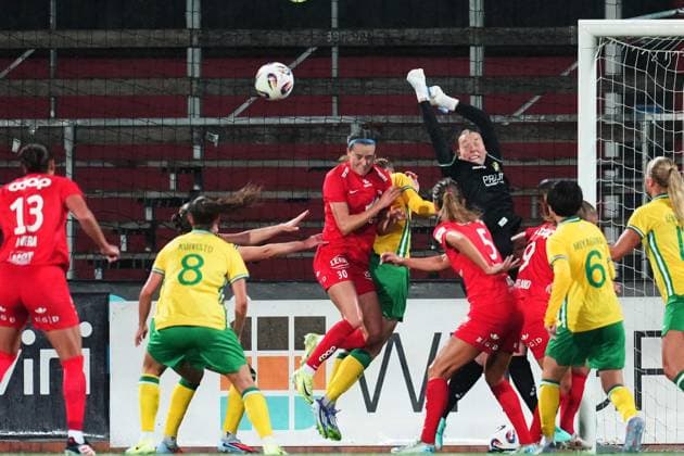 STOCKHOLM, SVERIGE 20251007 Hammarbys malvakt Melina Loeck under tisdagens andra kvalomgang till Europa cup, match 1 i bäst av 2, mellan Hammarby IF och SK Brann pa Grimsta IP. STOCKHOLM SVERIGE x11288x