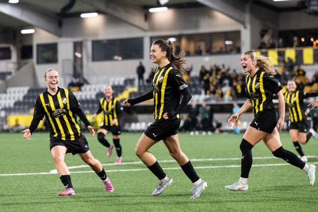 251007 Helena Sampaio of Häcken celebrates after 1-0 during the Uefa Women s Europa Cup football match between Häcken and Katowice on October 7, 2025 in Gothenburg. Photo: Daniel Stiller BILDBYRAN kod DS DS0515 fotboll football soccer fotball europa cup häcken katowice uefa womenÂ s europa cup dam bbeng jubel Copyright: DANIELxSTILLER BB251007DS041