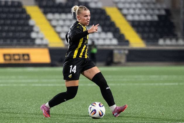 251007 Matilda NildÃ n of Häcken during the Uefa Women s Europa Cup football match between Häcken and Katowice on October 7, 2025 in Gothenburg. Photo: Daniel Stiller BILDBYRAN kod DS DS0515 fotboll football soccer fotball europa cup häcken katowice uefa womenÂ s europa cup dam bbeng Copyright: DANIELxSTILLER BB251007DS043