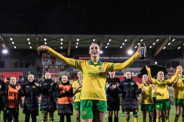 251007 Ellen Wangerheim of Hammarby celebrates after the UEFA Women s Europa Cup football match between Hammarby and Brann on October 7, 2025 in Stockholm. Photo: Kenta Jönsson BILDBYRAN COP 210 KJ0277 fotboll football soccer fotball uefa womens europa cup hammarby brann women dam bbeng jubel Copyright: KENTAxJÖNSSON BB251007KJ090
