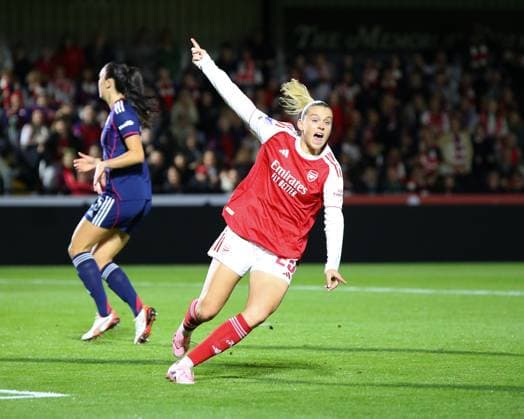 Borehamwood, England, October 07 2025: Alessia Russo (23 Arsenal) celebrates after opening the scoring during the UEFA Womens Champions League game between Arsenal and OL Lyonnes at Mangata Developments Stadium Meadow Park in Borehamwood, England. (Photo by Jay Patel Sports Press Photo SPP) Copyright: xJayxPatel SportsxPressxPhoto SPPx Sportspressphoto_SPR39797