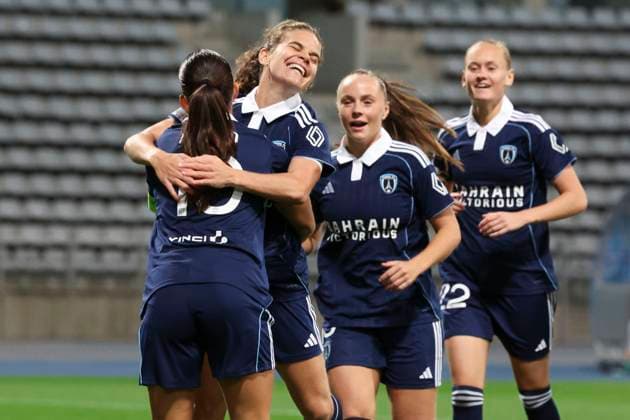 FOOTBALL FEMININ : Paris FC Vs Leuven - Ligue des Champions - 07 10 2025 Joie - But de Daphne Corboz (Paris FC) ParisFrance  Copyright: xMichtofx