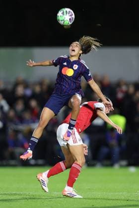 Arsenal v OL Lyonnes Women 07 October 2025, Boreham Wood - UEFA Women™s Champions League - Arsenal v OL Lyonnes Women - Selma Bacha of OL Lyonnes reacts to a foul from Caitlin Foord of Arsenal - Photo: Charlotte Wilson Offside. Boreham Wood UK Copyright: xCharlottexWilsonx xOffsidexOffside