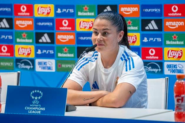 Sport Bilder des Tages October 7, 2025, Madrid, Madrid, Spain: October 7, 2025, Valdebebas, Madrid, Spain: press conference, PK, Pressekonferenz prior to the Women s Champions League match REAL MADRID FEMENINO - ASSOCIAZIONE SPORTIVA ROMA, Real Madrid player MARIA MENDEZ FERNANDEZ. Madrid Spain - ZUMAnce 20251007_zsp_c312_032 Copyright: xOscarxManuelxSanchezx
