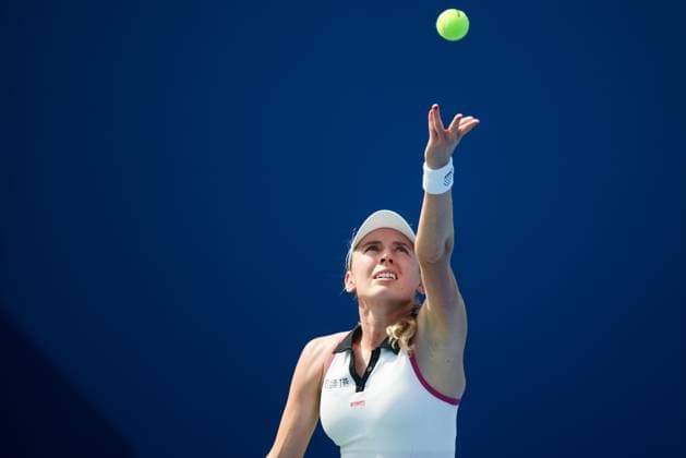 WUHAN, CHINA - OCTOBER 08: Ekaterina Alexandrova returns a shot in the Women s Singles Round of 32 match against Ann Li of United States on day 5 of 2025 Wuhan Open at Optics Valley International Tennis Center on October 8, 2025 in Wuhan, Hubei Province of China.  Copyright: xVCGx 111595850765