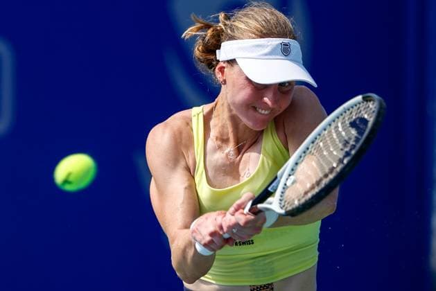 WUHAN, CHINA - OCTOBER 08: Liudmila Samsonova returns a shot in the Women s Singles Round of 32 match against Sofia Kenin of United States on day 5 of 2025 Wuhan Open at Optics Valley International Tennis Center on October 8, 2025 in Wuhan, Hubei Province of China.  Copyright: xVCGx 111595857945