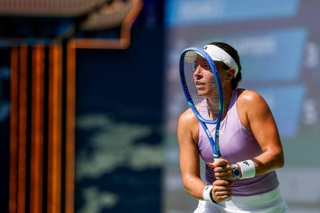 WUHAN, CHINA - OCTOBER 08: Jessica Pegula of United States reacts in the Women s Singles Round of 32 match against Hailey Baptiste of United States on day 5 of 2025 Wuhan Open at Optics Valley International Tennis Center on October 8, 2025 in Wuhan, Hubei Province of China.  Copyright: xVCGx 111595855400