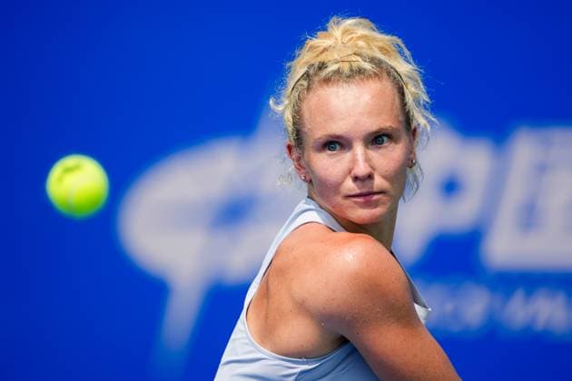 WUHAN, CHINA - OCTOBER 08: Katerina Siniakova of Czech Republic returns a shot in the Women s Singles Round of 32 match against Maya Joint of Australia on day 5 of 2025 Wuhan Open at Optics Valley International Tennis Center on October 8, 2025 in Wuhan, Hubei Province of China.  Copyright: xVCGx 111595851875