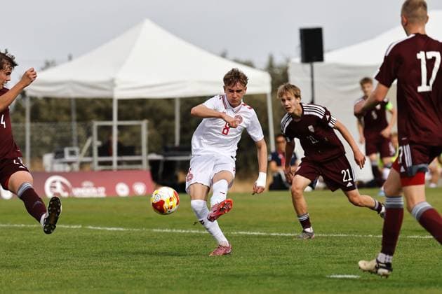 Frederik Vestergaard (DEN), OCTOBER 8, 2025 - Football Soccer : UEFA Under-17 Championship qualifying round group 4 match between U17, U 17 Latvia - U17 Denmark at the Ciudad Deportiva Los Angeles de San Rafael in Los Angeles de San Rafael, Spain. Noxthirdxpartyxsales  aflo_306342488