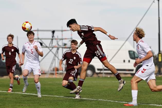 Nikita Solomonovs (LAT), OCTOBER 8, 2025 - Football Soccer : UEFA Under-17 Championship qualifying round group 4 match between U17, U 17 Latvia - U17 Denmark at the Ciudad Deportiva Los Angeles de San Rafael in Los Angeles de San Rafael, Spain. Noxthirdxpartyxsales  aflo_306342819