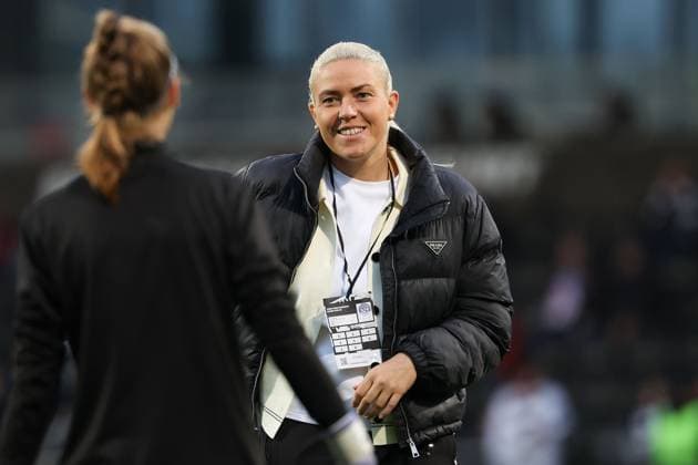 2025.10.03 xJFx zweite Qualifikationsrunde UEFA Women™s Europa Cup 2025 2026 Eintracht Frankfurt - 1. FC Slovacko v.l., Trainerin Michaela Daneckova (1. FC Slovacko) lacht vor dem Spiel (DFL DFB REGULATIONS PROHIBIT ANY USE OF PHOTOGRAPHS as IMAGE SEQUENCES and or QUASI-VIDEO) Copyright: JoaquimxFerreira
