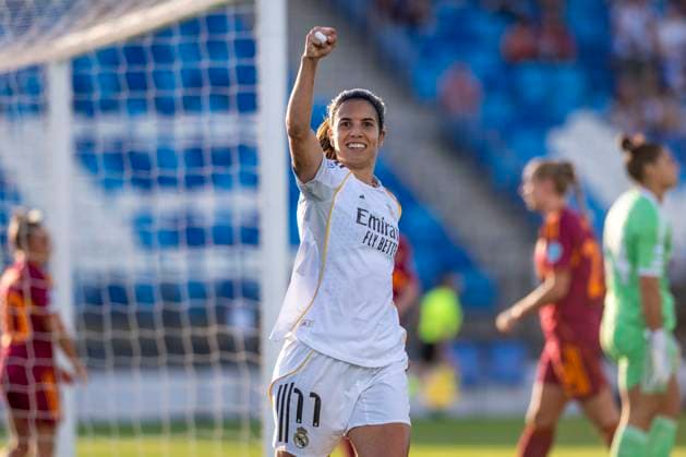 October 8, 2025, Madrid, Madrid, Spain: Celebrate the first goal of the game ALBA REDONDO of Real Madrid Femenino CF during the Women s Champions League match REAL MADRID FEMENINO - ASSOCIAZIONE SPORTIVA ROMA on October 8, 2025, Valdebebas, Madrid, Spain. Madrid Spain - ZUMAc312 20251008_zsp_c312_267 Copyright: xOscarxManuelxSanchezx