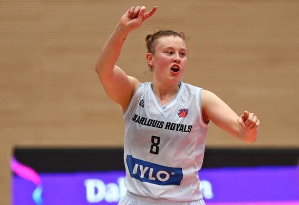 08.10.2025, xmohx, Basketball EuroCup Women, Saarlouis Royals - Emlak Konut SK Istanbul Roosa Lehtoranta (Saarlouis) jubelt über einen Korb (DFL DFB REGULATIONS PROHIBIT ANY USE OF PHOTOGRAPHS as IMAGE SEQUENCES and or QUASI-VIDEO) Saarlouis