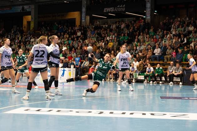 Luisa Schulze (Frisch Auf Goeppingen, 33), Frisch Auf Goeppingen Frauen vs. VfL Oldenburg, Handball, Bundesliga, 08. Spieltag, Saison 2025 2026, 08.10.2025, Frisch Auf Goeppingen Frauen vs. VfL Oldenburg, Handball, Bundesliga, 08. Spieltag, Saison 2025 2026, 08.10.2025 Goeppingen Copyright: xEibner-Pressefoto MaxxVogelx EP_MVL