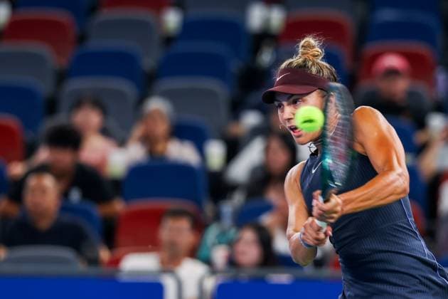 WUHAN, CHINA - OCTOBER 08: Jaqueline Cristian of Romania competes in the Women s Singles Round of 32 match against Elena Rybakina of Kazakhstan on day 5 of 2025 Wuhan Open at Optics Valley International Tennis Center on October 8, 2025 in Wuhan, Hubei Province of China.  Copyright: xVCGx 111596057745