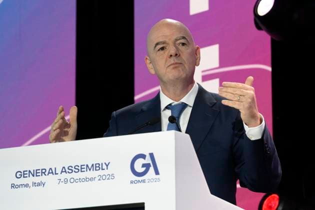 Gianni Infantino FIFA President during the 32nd European Football Clubs General Assembly in Rome at the Rome Cavalieri Waldorf Hotel. Italy - Thursday 09 October 2025. Sports.  Copyright: xFabrizioxCorradetti LaPressex