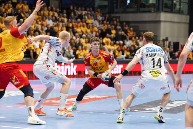 GOG v Magdeburg, EHF Champions League Handball, Svendborg, Denmark Svendborg, Denmark. 08th, October 2025. Oli Mittun (78) of GOG seen during the EHF Champions League match between GOG and Magdeburg at Arena Svendborg in Svendborg. Denmark, Svendborg  Copyright: xGonzalesxPhoto LauxNielsenx