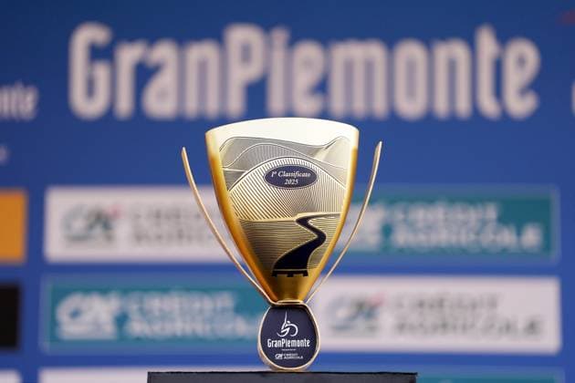the trophy during the 109th edition of the Gran Piemonte 2025 a 179 km one day race from Dogliani to Acqui Terme on October 9, 2025, Italy.  Copyright: xFabioxFerrari LaPressex